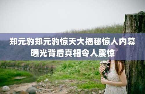 郑元豹郑元豹惊天大揭秘惊人内幕曝光背后真相令人震惊