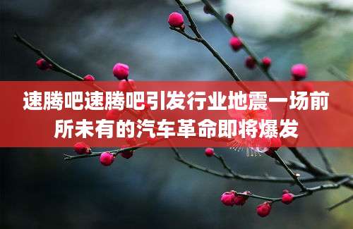 速腾吧速腾吧引发行业地震一场前所未有的汽车革命即将爆发