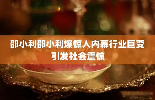 邵小利邵小利爆惊人内幕行业巨变引发社会震惊