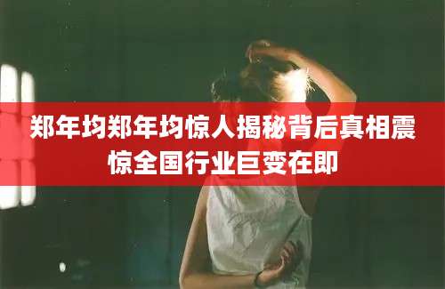郑年均郑年均惊人揭秘背后真相震惊全国行业巨变在即