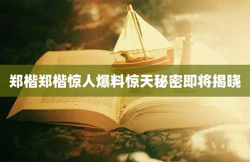 郑楷郑楷惊人爆料惊天秘密即将揭晓