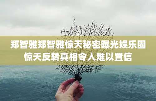 郑智雅郑智雅惊天秘密曝光娱乐圈惊天反转真相令人难以置信