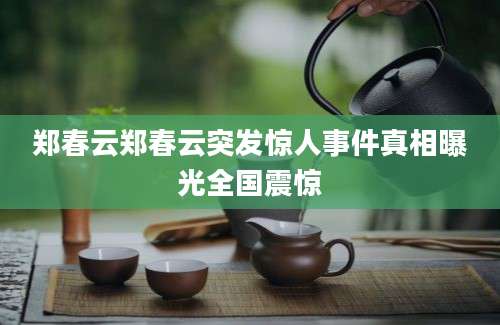 郑春云郑春云突发惊人事件真相曝光全国震惊