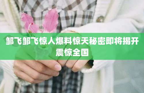 邹飞邹飞惊人爆料惊天秘密即将揭开震惊全国