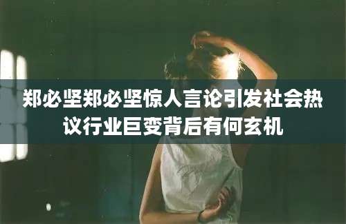 郑必坚郑必坚惊人言论引发社会热议行业巨变背后有何玄机