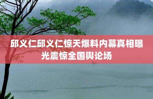 邱义仁邱义仁惊天爆料内幕真相曝光震惊全国舆论场