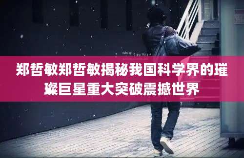 郑哲敏郑哲敏揭秘我国科学界的璀璨巨星重大突破震撼世界