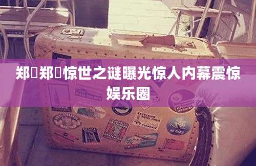 郑玥郑玥惊世之谜曝光惊人内幕震惊娱乐圈