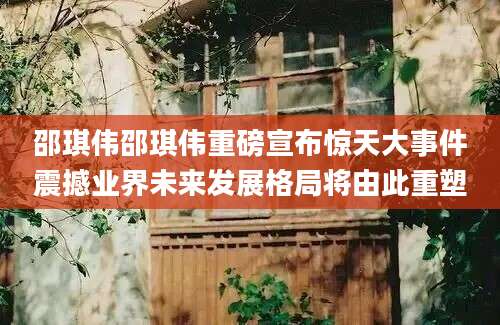 邵琪伟邵琪伟重磅宣布惊天大事件震撼业界未来发展格局将由此重塑