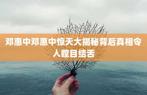邓惠中邓惠中惊天大揭秘背后真相令人瞠目结舌