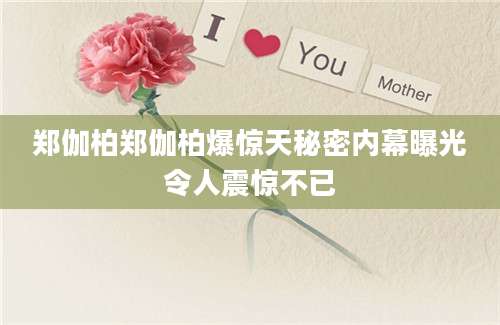 郑伽柏郑伽柏爆惊天秘密内幕曝光令人震惊不已
