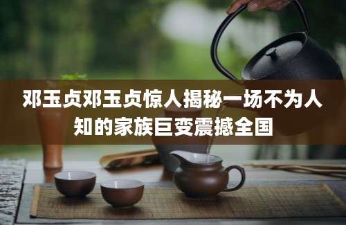 邓玉贞邓玉贞惊人揭秘一场不为人知的家族巨变震撼全国