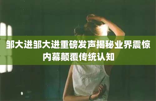 邹大进邹大进重磅发声揭秘业界震惊内幕颠覆传统认知
