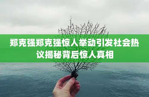 郑克强郑克强惊人举动引发社会热议揭秘背后惊人真相