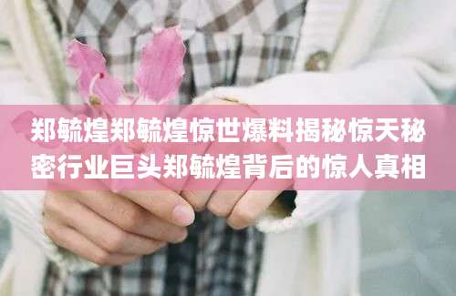 郑毓煌郑毓煌惊世爆料揭秘惊天秘密行业巨头郑毓煌背后的惊人真相