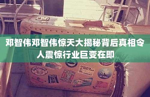 邓智伟邓智伟惊天大揭秘背后真相令人震惊行业巨变在即