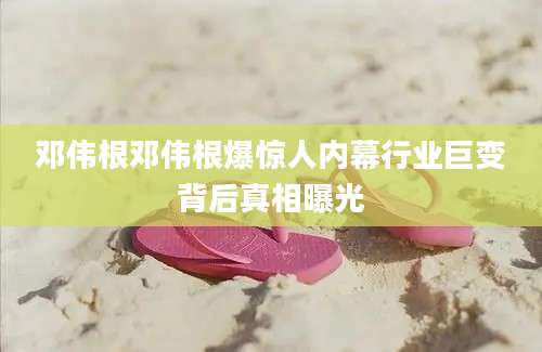 邓伟根邓伟根爆惊人内幕行业巨变背后真相曝光