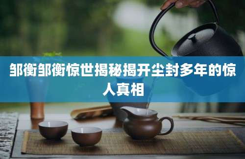 邹衡邹衡惊世揭秘揭开尘封多年的惊人真相