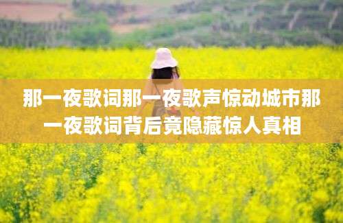 那一夜歌词那一夜歌声惊动城市那一夜歌词背后竟隐藏惊人真相