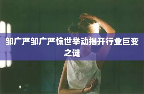 邹广严邹广严惊世举动揭开行业巨变之谜