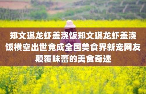郑文琪龙虾盖浇饭郑文琪龙虾盖浇饭横空出世竟成全国美食界新宠网友颠覆味蕾的美食奇迹