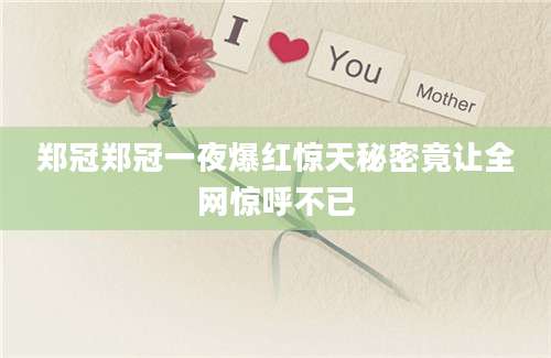 郑冠郑冠一夜爆红惊天秘密竟让全网惊呼不已