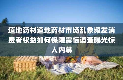 道地药材道地药材市场乱象频发消费者权益如何保障震惊调查曝光惊人内幕