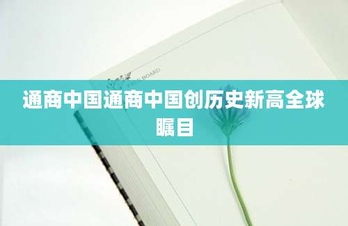 通商中国通商中国创历史新高全球瞩目