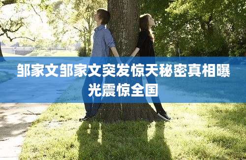 邹家文邹家文突发惊天秘密真相曝光震惊全国