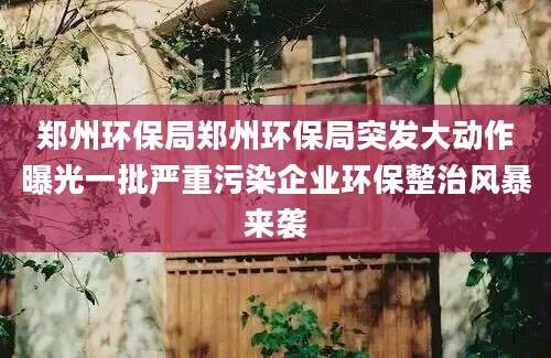 郑州环保局郑州环保局突发大动作曝光一批严重污染企业环保整治风暴来袭