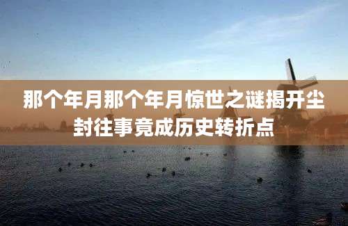 那个年月那个年月惊世之谜揭开尘封往事竟成历史转折点