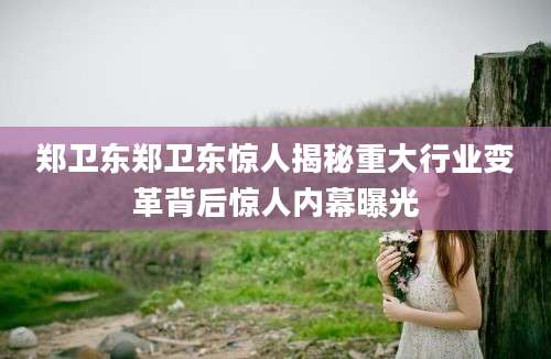 郑卫东郑卫东惊人揭秘重大行业变革背后惊人内幕曝光