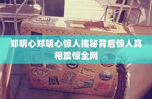 郑明心郑明心惊人揭秘背后惊人真相震惊全网