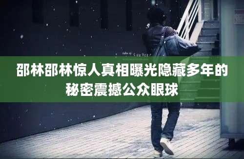 邵林邵林惊人真相曝光隐藏多年的秘密震撼公众眼球