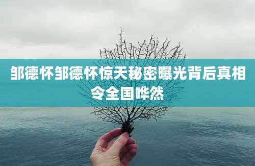 邹德怀邹德怀惊天秘密曝光背后真相令全国哗然