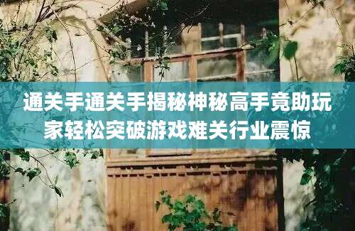 通关手通关手揭秘神秘高手竟助玩家轻松突破游戏难关行业震惊