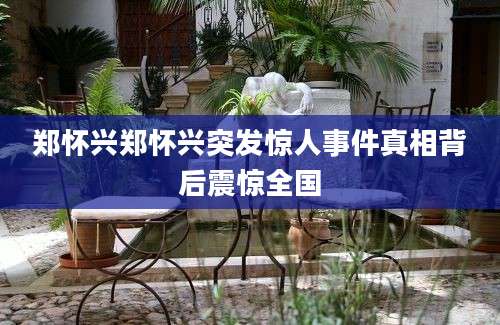 郑怀兴郑怀兴突发惊人事件真相背后震惊全国