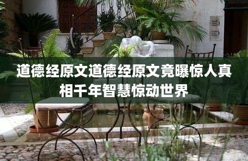 道德经原文道德经原文竟曝惊人真相千年智慧惊动世界