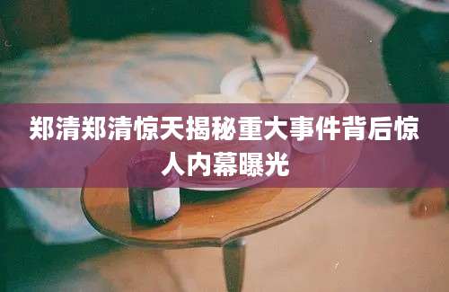 郑清郑清惊天揭秘重大事件背后惊人内幕曝光