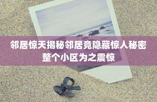 邻居惊天揭秘邻居竟隐藏惊人秘密整个小区为之震惊