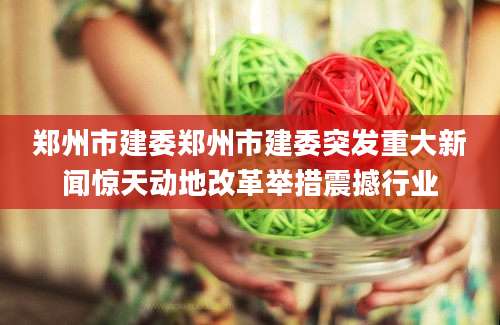 郑州市建委郑州市建委突发重大新闻惊天动地改革举措震撼行业