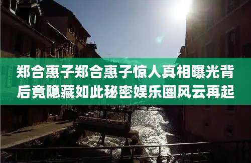 郑合惠子郑合惠子惊人真相曝光背后竟隐藏如此秘密娱乐圈风云再起