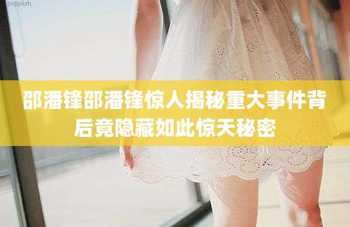 邵潘锋邵潘锋惊人揭秘重大事件背后竟隐藏如此惊天秘密