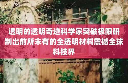 透明的透明奇迹科学家突破极限研制出前所未有的全透明材料震撼全球科技界