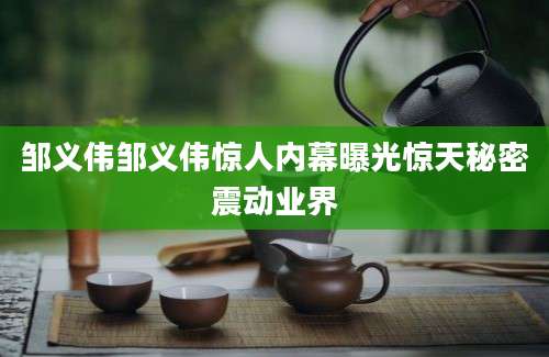 邹义伟邹义伟惊人内幕曝光惊天秘密震动业界