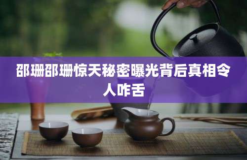 邵珊邵珊惊天秘密曝光背后真相令人咋舌