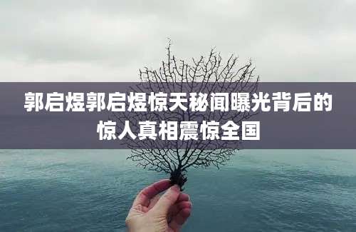 郭启煜郭启煜惊天秘闻曝光背后的惊人真相震惊全国