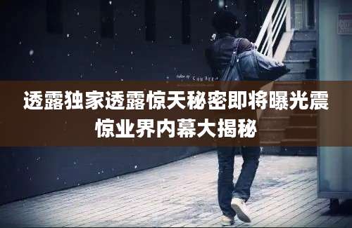 透露独家透露惊天秘密即将曝光震惊业界内幕大揭秘