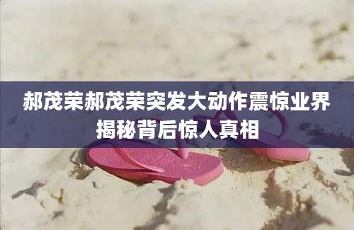 郝茂荣郝茂荣突发大动作震惊业界揭秘背后惊人真相